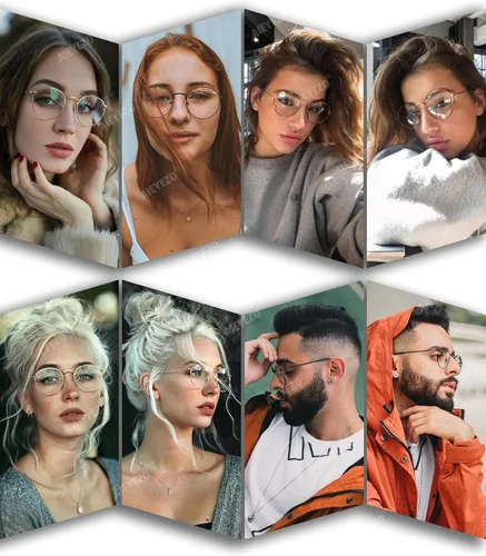 Vista 4 de AIEYEZO Gafas redondas para mujeres y hombres, lentes de bloqueo de luz azul, lentes circulares con marco de alambre de metal