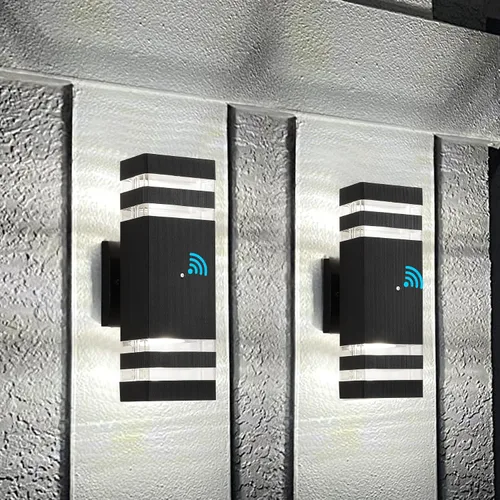 Vista 7 de Luces de pared para exteriores de anochecer a amanecer - Diseño impermeable de 2 capas, modernas lámparas de exterior de aluminio para casa, luces
