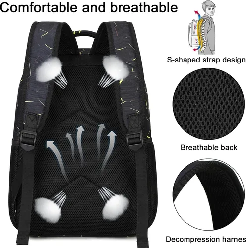 Vista 8 de LOIDOU Mochila para adolescentes y niñas, mochila escolar con lonchera y estuche para lápices, juego de bolsas escolares 3 en 1