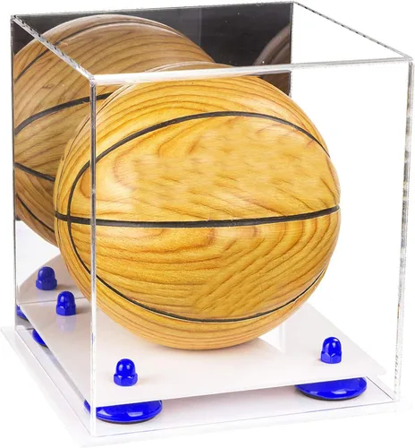 Vista 50 de Better Display Cases Mini acrílico - Miniatura (no tamaño completo) Baloncesto vitrina con elevadores negros y espejo (A015-BR)