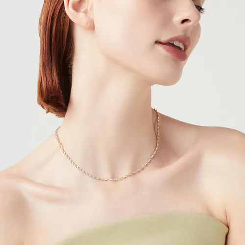 Vista 4 de Miabella 925 Sterling Silver Italian Solid 2.5mm Two-Tone Twisted Herringbone Chain Necklace for Women Made in Italy