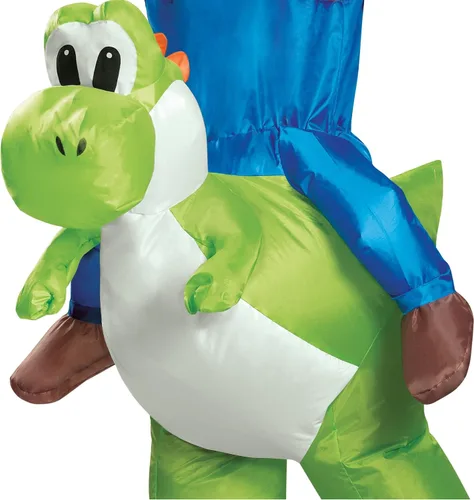Vista 4 de Disfraz para hombre de Mario montando a Yoshi, talla única , Multicolor