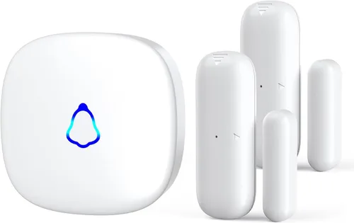 Vista 13 de Timbre de puerta METEK, alarma inalámbrica de sensor de contacto para puertas abiertas con alcance de 500 pies, 58 timbres y 5 niveles de volumen