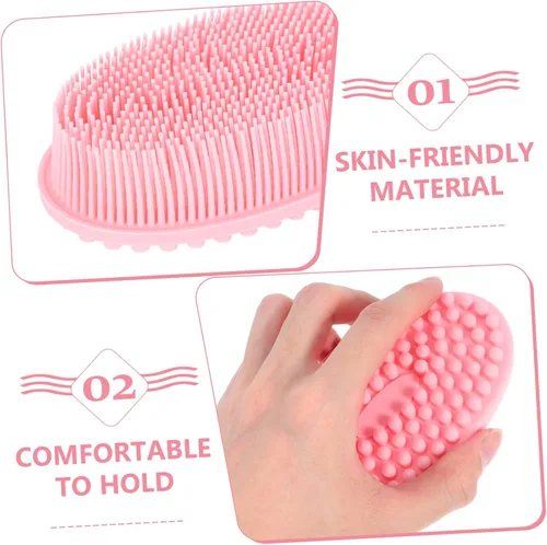Vista 8 de KOMBIUDA 2 cepillos de baño de silicona suave exfoliante para el cuero cabelludo para niños y niñas y adultos, diseño suave de doble cara para un
