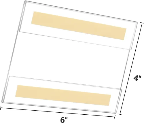 Vista 2 de Soporte de pared para letrero de acrílico de 4 x 6 pulgadas, marco de pared transparente con cinta adhesiva de doble cara para oficina, hogar