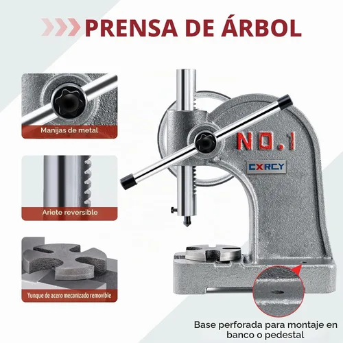 Vista 6 de Prensa de cenador CXRCY de 1 tonelada con cilindro redondo y rueda manual, prensa de cenador manual mejorada de hierro fundido, altura máxima de 14