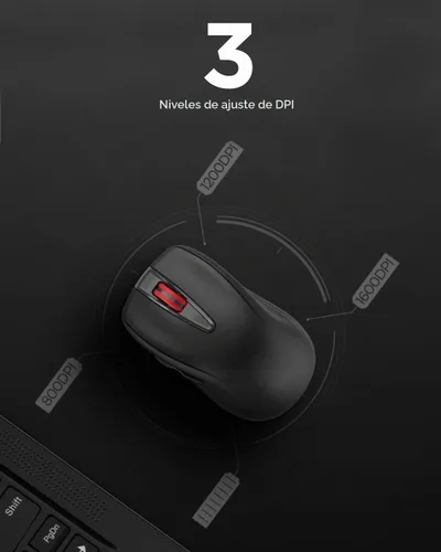 Vista 5 de Lenovo Ratón recargable USB-C silencioso (WL500) - Botones silenciosos, recargable USB-C, agarre ambidiestro, DPI ajustable - Receptor