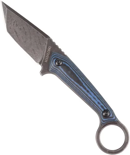 Vista 2 de MASALONG kni211 - Cuchillo recto táctico de hoja fija para acampar al aire libre, mango cómodo de acero D2 (negro)
