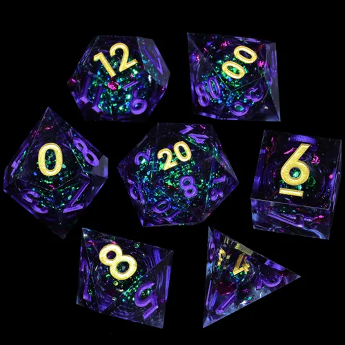 Vista 28 de Mini Planet RPG DND - Juego de mesa poliédrico de resina de borde afilado de Dungeons and Dragons, hecho a mano, 7 piezas (dinosaurio 3D)