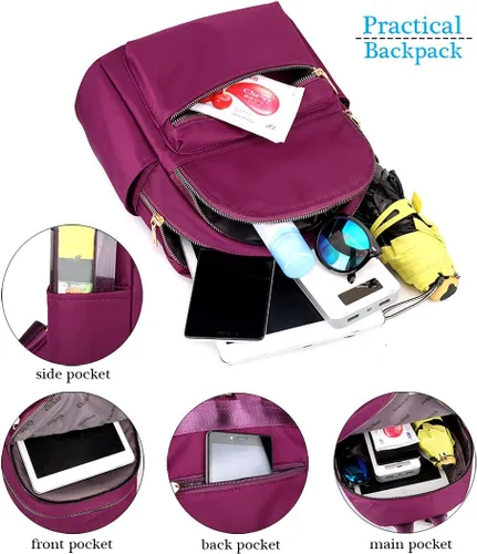 Vista 5 de Collsants Pequeña mochila de nailon para mujer, ligera, mini mochila de viaje, Azul, Mochilas de moda