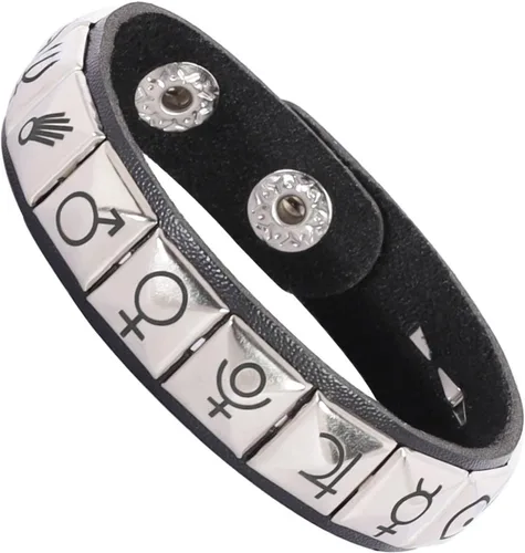 Vista 6 de MILAKOO Punk - Pulsera de piel sintética para hombre, con botón a presión, para mujer