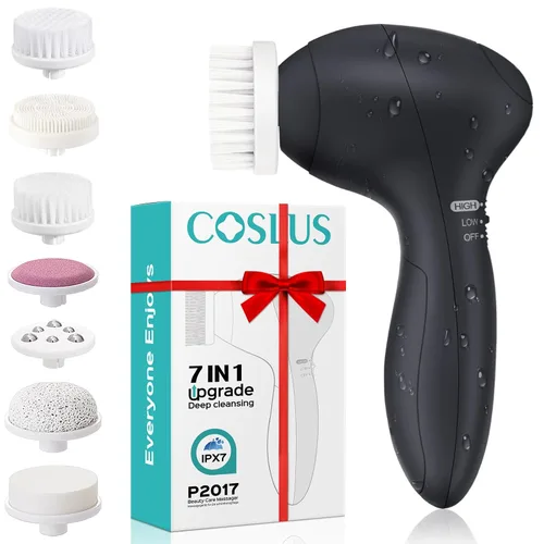 Vista 13 de COSLUS Cepillo de Limpieza Facial de Silicona: Dispositivo de Masaje Exfoliante Eléctrico 2 en 1 FBS-D, a prueba de agua, limpieza profunda