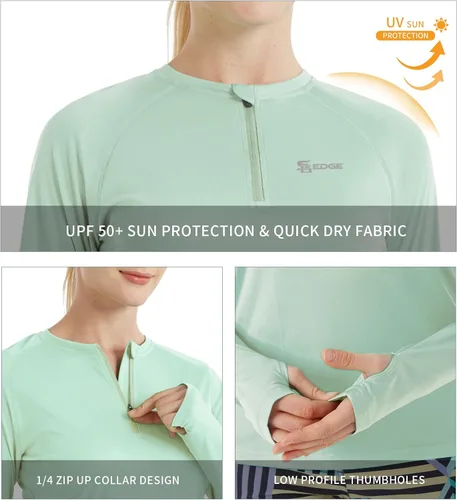 Vista 4 de SG Edge Camisa estándar de manga larga con cremallera de 14 y secado rápido para mujer