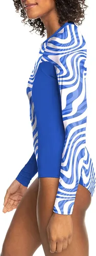 Vista 2 de color cosplayer Traje de baño de una pieza de manga larga con protección solar UPF 50+ para mujer, azul (Blue Wavy)