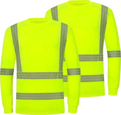 Vista 26 de ProtectX Camisas de manga larga de alta visibilidad, camiseta de seguridad reflectante de alta visibilidad para hombres y mujeres, camisa