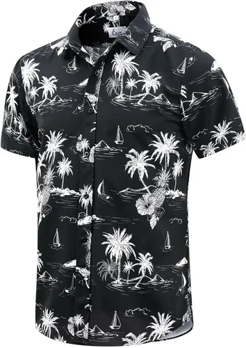 Vista 51 de EUOW - Camisas hawaianas para hombre de manga corta con botones, estampadas para la playa y el verano