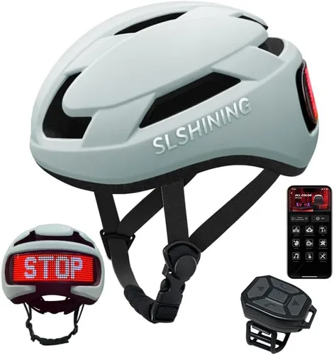 Vista 9 de Casco de bicicleta, programa de aplicación inteligente, casco de bicicleta con luz recargable USB, luz trasera de montaña para adultos y hombres
