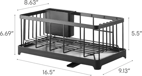 Vista 7 de YAMAZAKI home 2876 Escurridor de platos de alambre de acero aleado, tamaño único, negro