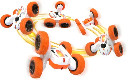 Vista 4 de LEXiBOOK - Crosslander Luminous Terrain Car, control remoto de muñeca, recargable, kit de acción electrónica, blanco/naranja