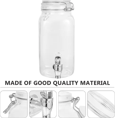 Vista 9 de Luxshiny Dispensador de bebidas con espita frigorífica botella de refrigerador dispensador de bebidas de vidrio con grifo dispensador de bebidas
