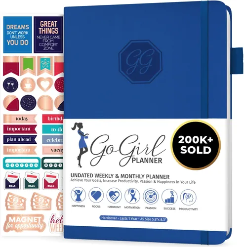 Vista 25 de GoGirl Agenda y organizador para mujer – Agenda semanal tamaño A5, diario de objetivos y agenda para mejorar la gestión del tiempo, la productividad