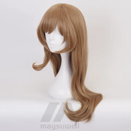 Vista 2 de Peluca de cosplay de anime de cabello largo marrón claro para Comic Con, espectáculo de cosplay, Halloween
