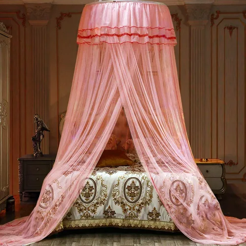 Vista 12 de Jolitac Dosel de Cama Mosquitera de Encaje para Camas de Niñas, Tienda de Juego de Princesa Única Toldos de Malla Cúpula Grande de Encaje Cortinas