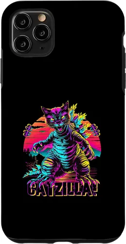 Vista 11 de iPhone 15 Streetwear Synthwave 80s 90s Catzilla Cat Japanese teen Case