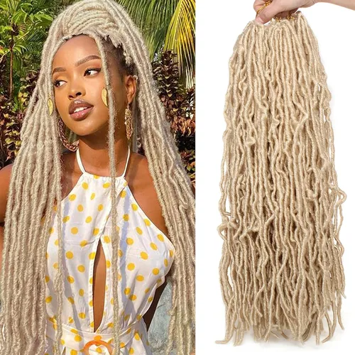 Vista 12 de Leeven Nuevas Trenzas de Ganchillo de Cabello con Locs Falsos Suaves de 24 Pulgadas de Largo Locs de Diosa Desgastados 6 Paquetes Negro Natural