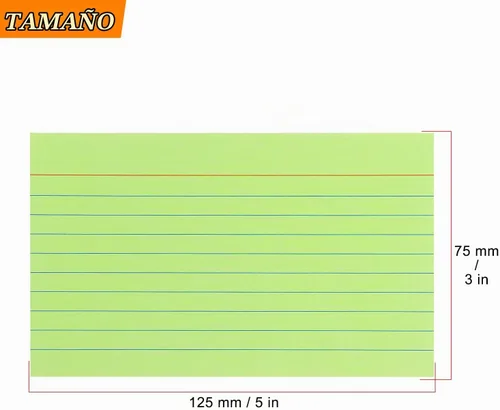 Vista 2 de Tarjetas de índice de color Tamaki 3 x 5 Tarjetas de notas rayadas Tarjetas flash para estudiar, tarjetas de índice rayadas para el hogar y la A