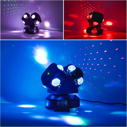 Vista 12 de Luz de cabeza móvil para DJ con haz giratorio, luz de escenario, activada por sonido, DMX512, perfecta para DJ, KTV, discoteca, fiesta, boda