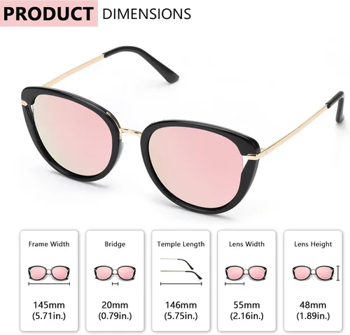 Vista 5 de SIPHEW Gafas de sol polarizadas para mujer, marco cuadrado clásico, protección UV400, XXL