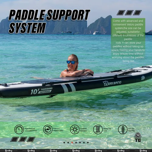 Vista 3 de Inflatable Paddle Board with Premium SUP Board Accessories, Allround Paddle Boards for Adults/Youth,Stand Up Paddle Board Defender Collection