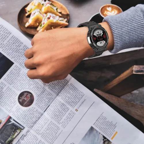 Vista 5 de E ECSEM Bandas compatibles con Amazfit T-Rex 2 Band Men Metal Ajustable Acero Inoxidable Cool Pulsera Accesorios Correa de repuesto para Amazfit