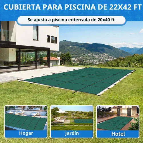 Vista 8 de iCOVER Cubierta de seguridad para piscina interior, 20x40 pies rectangular, cubierta de seguridad de invierno para piscinas interiores, cubierta