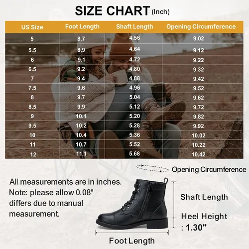 Vista 6 de Vepose - Botines de tacón bajo para mujer, botines militares a la moda con cordones