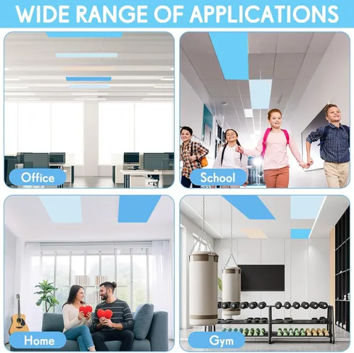 Vista 3 de Outus 4 piezas de cubierta de luz fluorescente para iluminación de aula con 10 imanes, filtro de luz magnético, decoración de panel de techo de 2 x