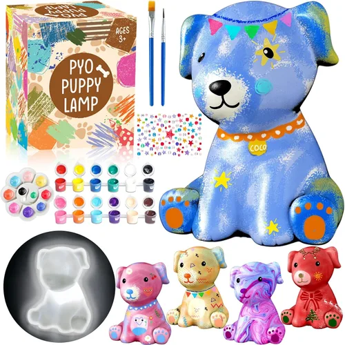 Vista 11 de FUNZBO 2 piezas Pintar tu propia lámpara de gato - Suministros de arte y manualidades, kits de pintura de gatitos para niños y adolescentes, juguete