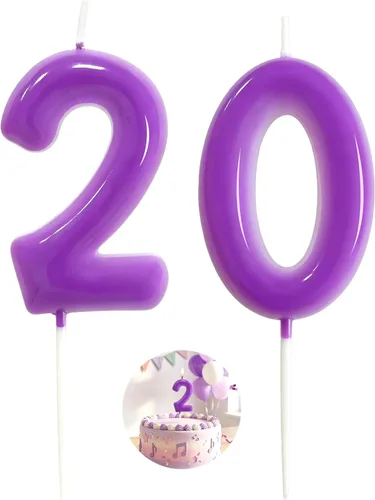Vista 204 de Velas número 2 arcoíris con número 3D de feliz cumpleaños para decoración de fiesta de pastel de cumpleaños, suministros de celebración
