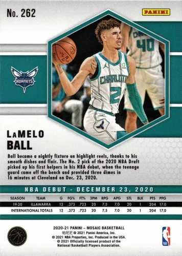 Vista 2 de 2020-21 Panini Mosaic Baloncesto #262 LaMelo Ball Tarjeta de Novato de Hornets
