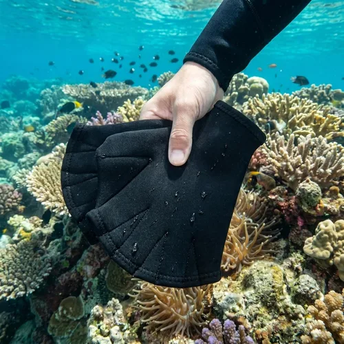 Vista 8 de BESPORTBLE Guantes de malla acuática para natación, entrenamiento acuático, resistencia al agua, ajuste acuático de entrenamiento acuático, palas