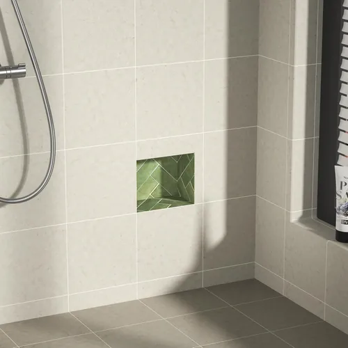 Vista 4 de Tile Ready - Nicho de ducha interior de 5.5 x 6.5 pulgadas, reposapiés de ducha para pared de baño, nicho de pared prefabricado pequeño listo