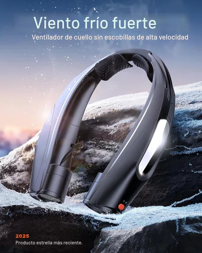 Vista 2 de ZEEFO Ventilador de cuello portátil, ventilador personal manos libres, funciona con batería de 6000 mAh, ventilador recargable USB con 6 velocidades