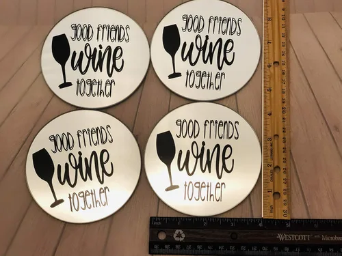 Vista 4 de Good Friends Wine Together Decorative Mirror Tiles Set Of 4