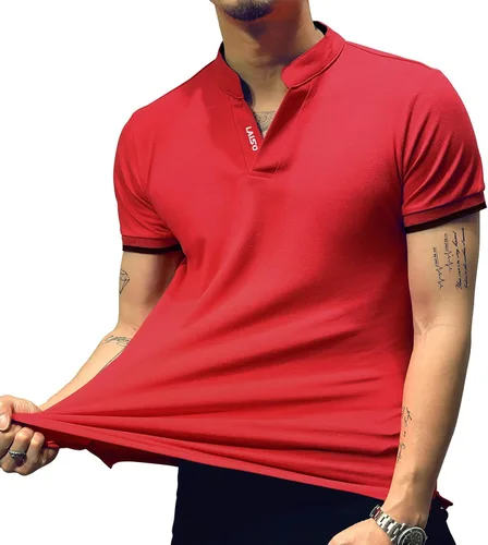 Vista 4 de LOGEEYAR Camisa polo de moda para hombre, de manga larga, ajustada, Henley, ropa de algodón piqué