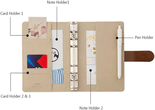 Vista 6 de ToiM Carpeta simple A6 para diario, cuaderno de cuero sintético, cuaderno de escritura, cuaderno suelto, cuaderno manual, bloc de notas, libros