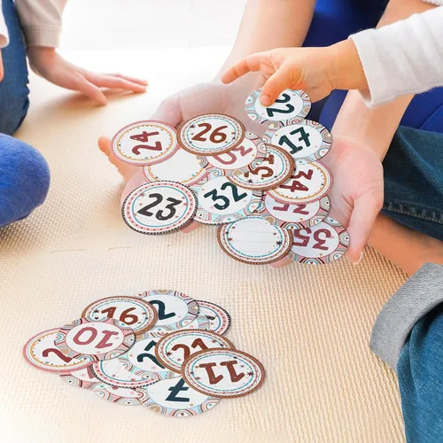 Vista 4 de Lincia 40 recortes numéricos de 1 a 35 recortes para tablón de anuncios y 5 tarjetas en blanco, números de calendario para el aula con 8 hojas