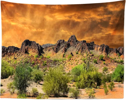 Vista 6 de BELECO Tapiz del desierto de Joshua Tree Paisaje, Parque Nacional, árboles extraños, tapiz de montañas rocosas, cielo azul, paisajes naturales