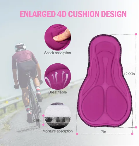 Vista 3 de Aeike Pantalones cortos de ciclismo acolchados 4D, transpirables, de secado rápido, a prueba de golpes, elásticos, para mujer