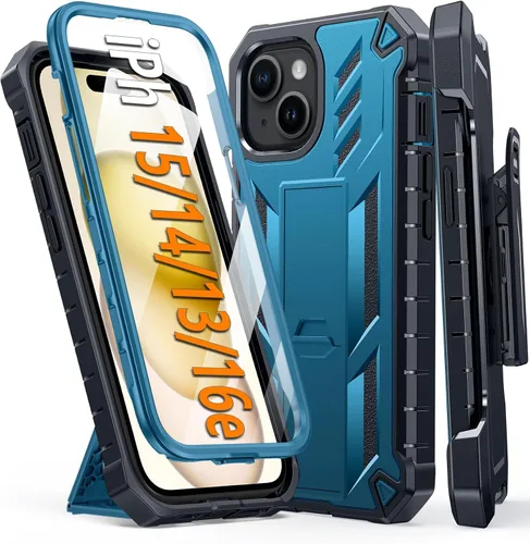 Vista 13 de FNTCASE Funda para iPhone 15: funda para iPhone 13, 14 y 16e, de grado militar, protección rígida a prueba de golpes, funda protectora rígida